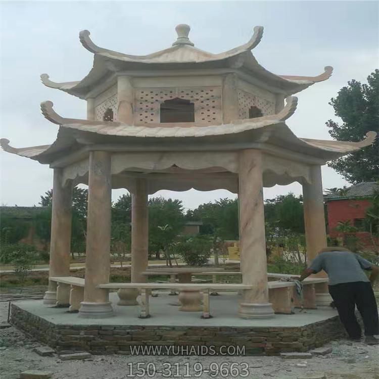 大理石石凉亭 户外六角凉亭 广场 公园 景区石雕景观博鱼网页版