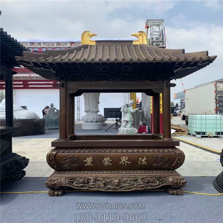 寺院景区长形仿古建筑宝盖香炉博鱼网页版