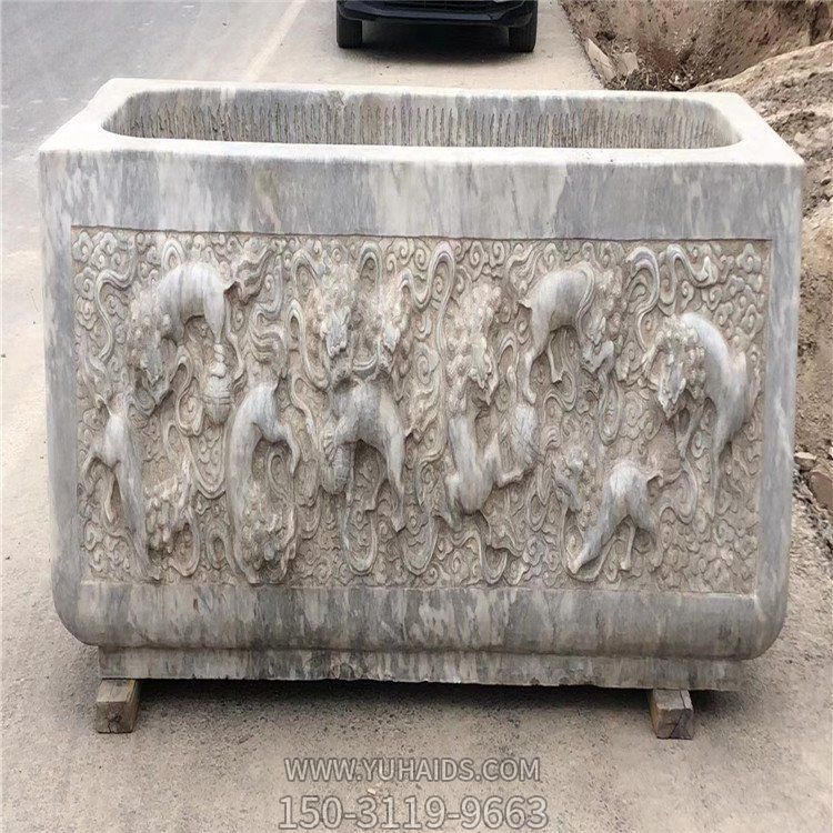 大型浮雕动物大理石石雕老石槽博鱼网页版