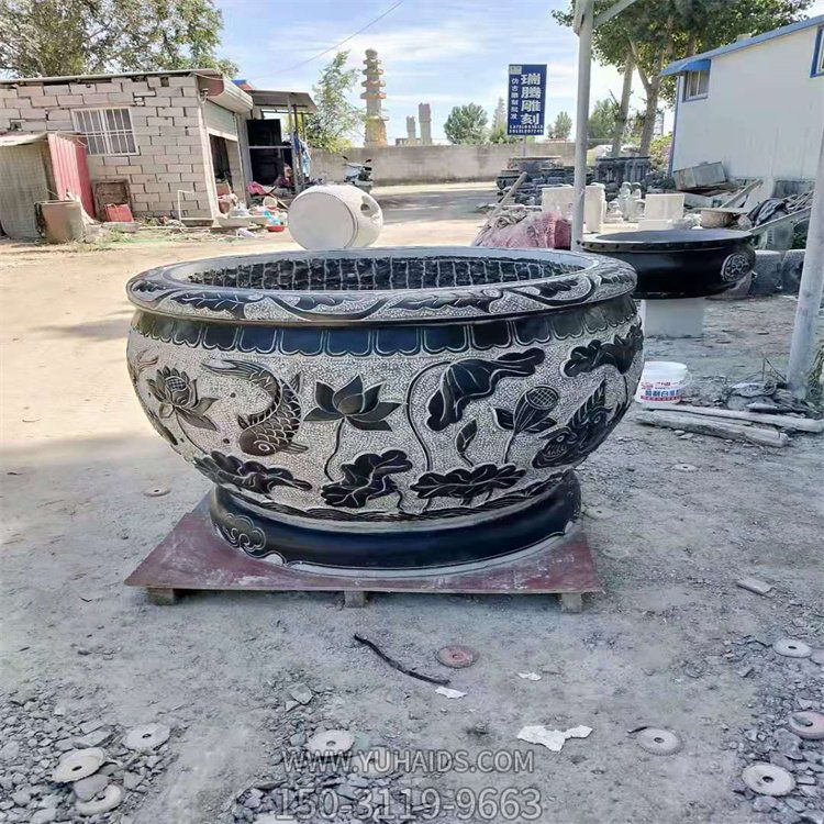 青石浮雕户外园林景观石缸博鱼网页版