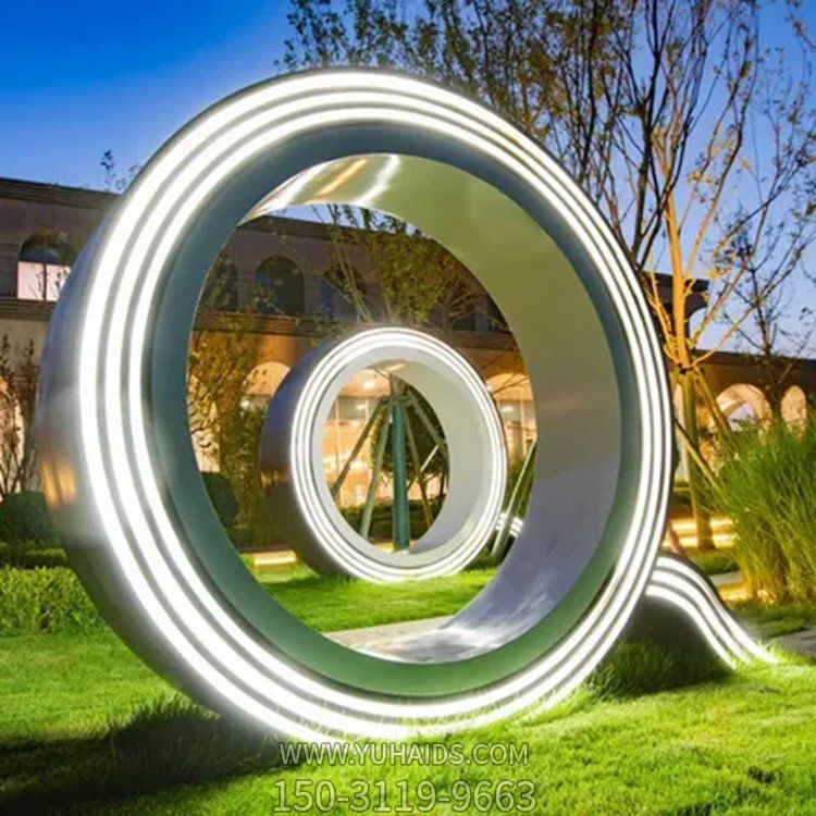 广场大型不锈钢发光圆环博鱼网页版