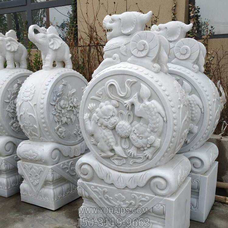 大理石石雕户外园林景观大型镇宅招财抱鼓石 博鱼网页版