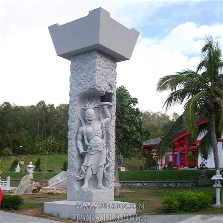 旅游景区寺院户外摆放青石浮雕四大天王石柱博鱼网页版