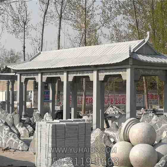 凉亭博鱼网页版-寺院户外摆放仿古建长廊青石凉亭