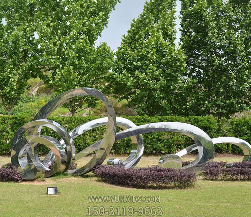 大学校园操场摆放抛光镜面不锈钢花环博鱼网页版