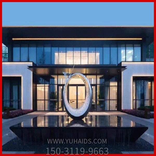 酒店会所不锈钢镂空创意景观圆环博鱼网页版