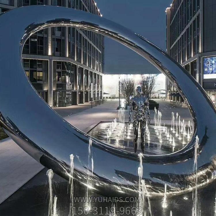 不锈钢喷泉水景镜面水帘圆环博鱼网页版