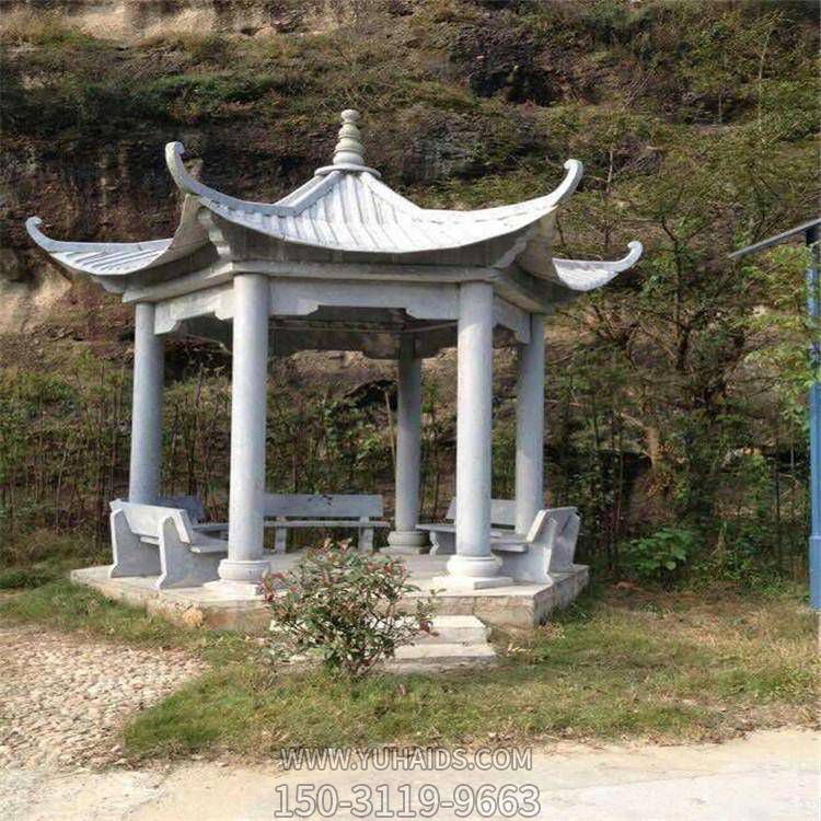 大理石户外园林景观石雕园林六角凉亭博鱼网页版