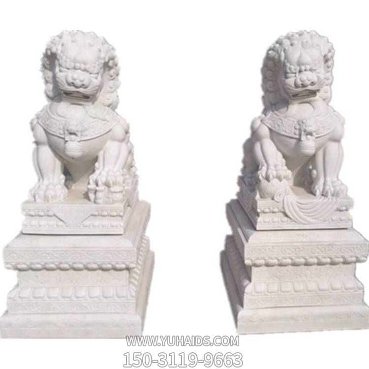 公司门口石狮摆件 宾馆会所门口动物摆件  博鱼网页版纯手工雕刻