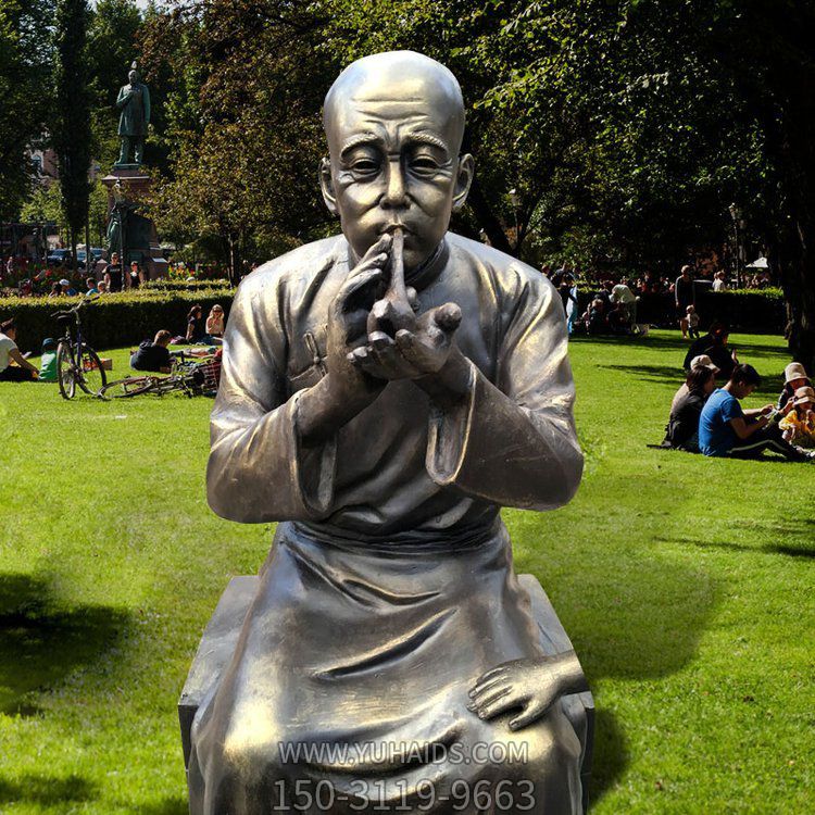 公园摆放玻璃钢仿铜吹糖人民俗小品博鱼网页版