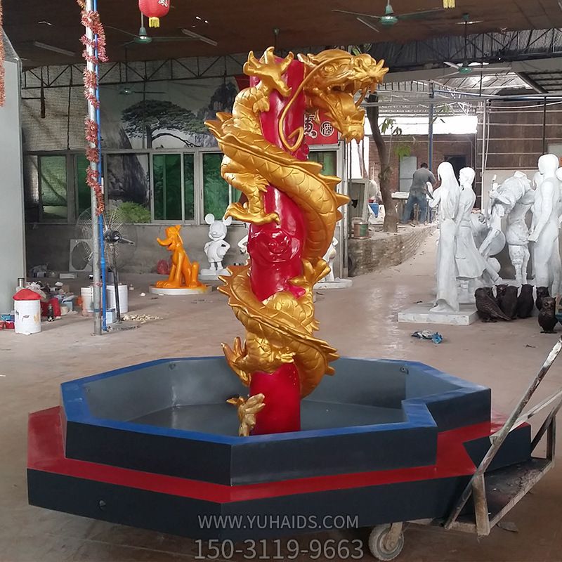 彩绘雕刻玻璃钢仿龙寺庙摆件博鱼网页版