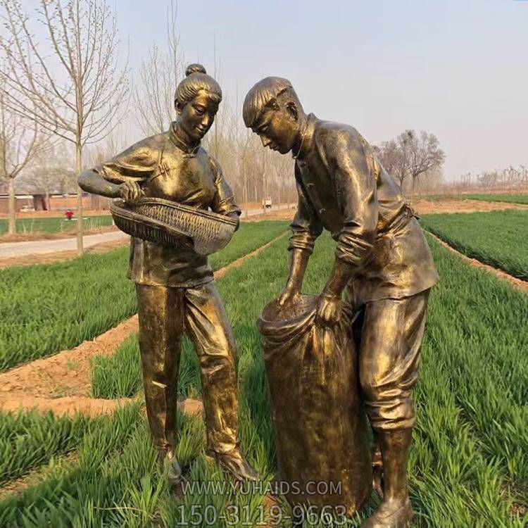 玻璃钢仿铜收麦民俗小品人物广场展览宣传博鱼网页版
