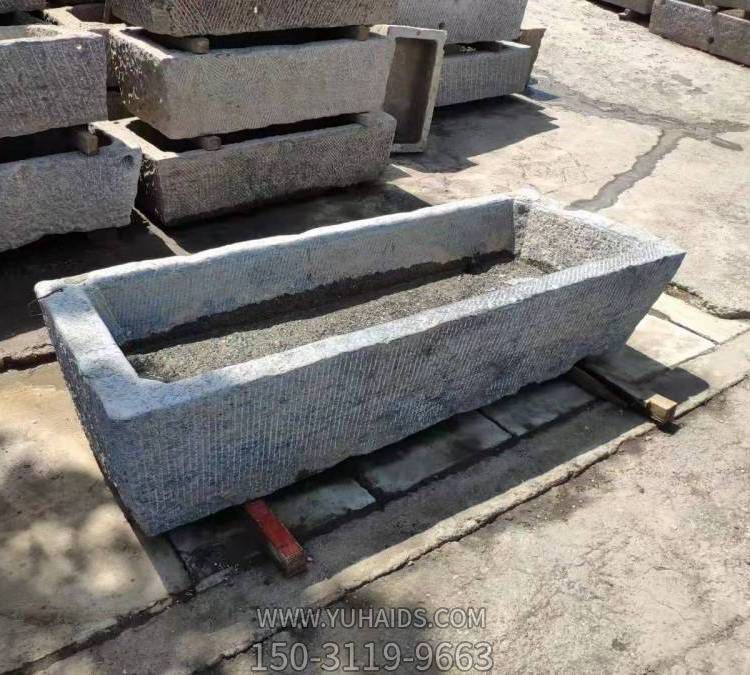 长方形大理石石雕仿古做旧老石槽摆件博鱼网页版