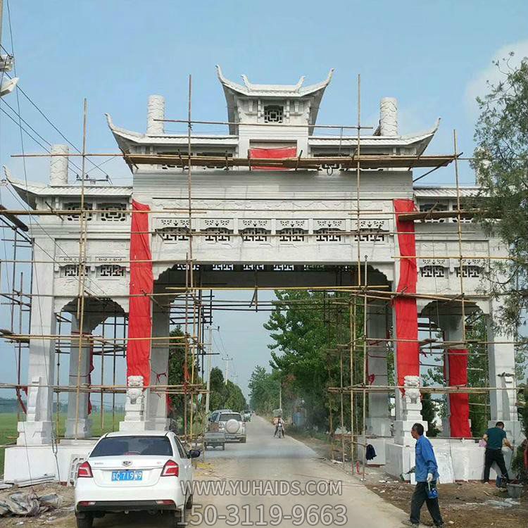 大理石雕刻复式门楼牌坊村庄园林建筑摆件博鱼网页版