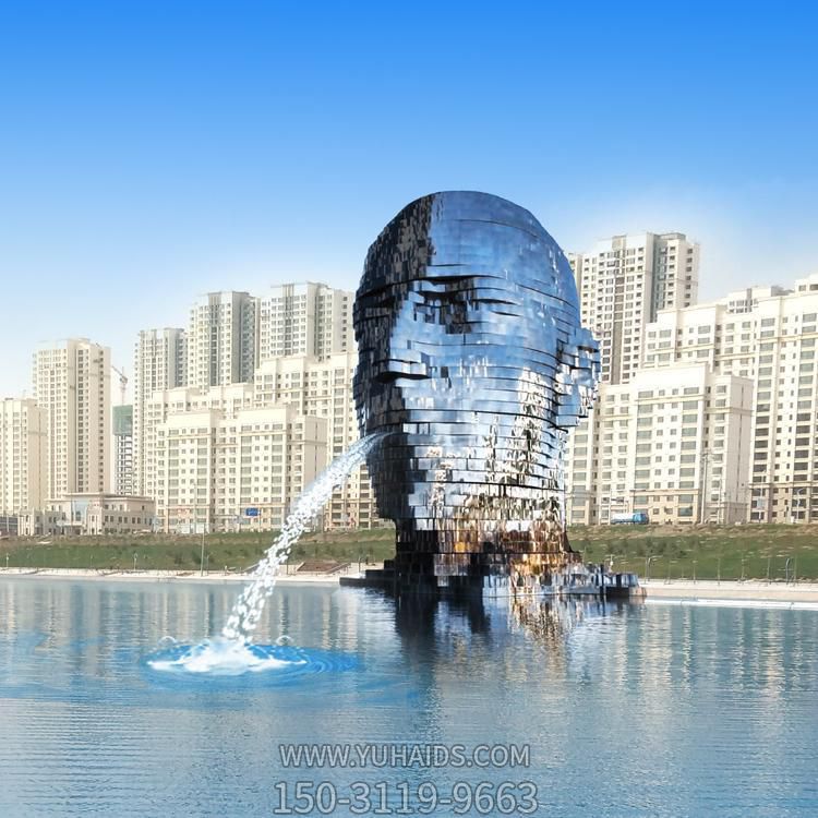 户外水池摆放不锈钢抽象人喷水景观博鱼网页版