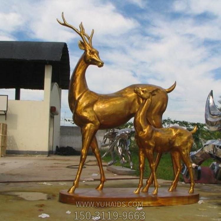 大型户外园林玻璃钢仿铜梅花鹿博鱼网页版