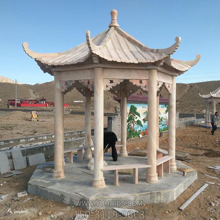 晚霞红花岗岩新中式庭院别墅公园户外亭子博鱼网页版