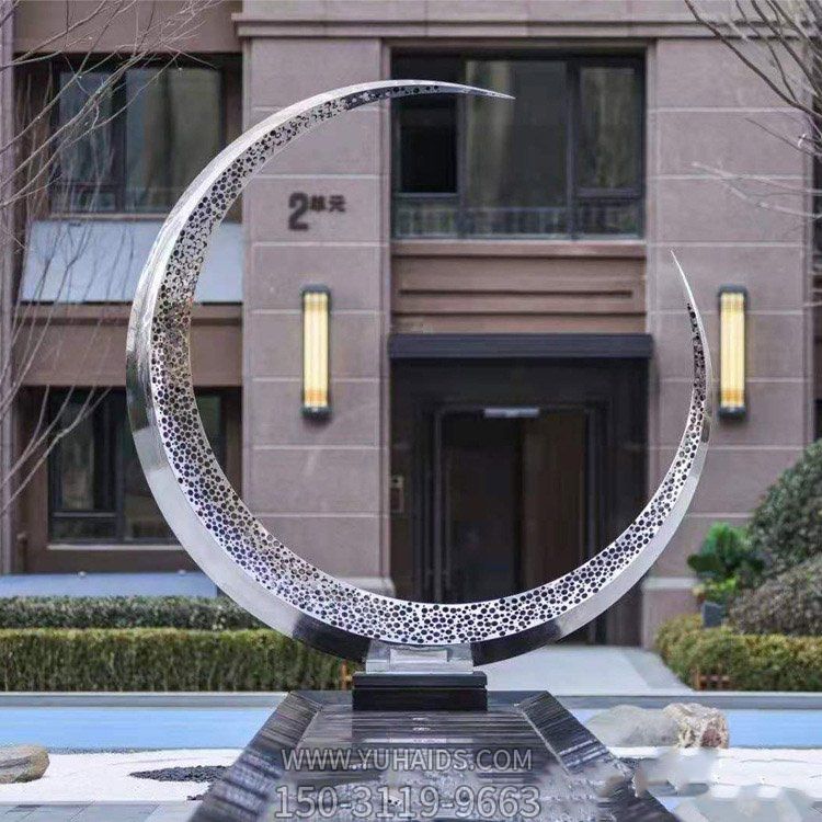 酒店小区别墅水景不锈钢几何创意月亮博鱼网页版