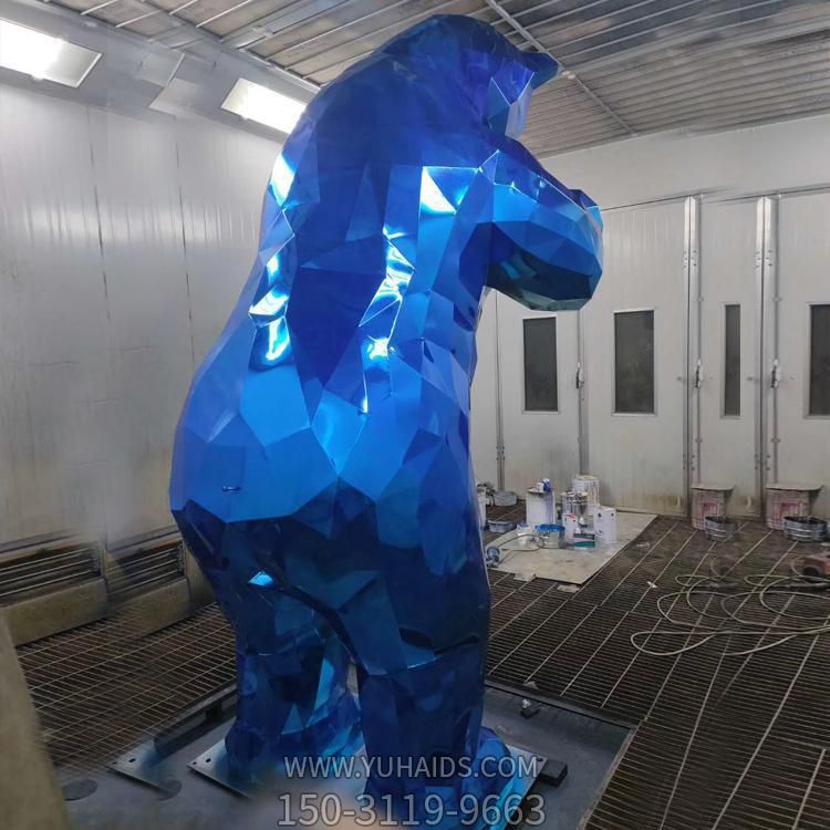 大型抽象动物景观摆件  不锈钢几何彩绘情景小品博鱼网页版