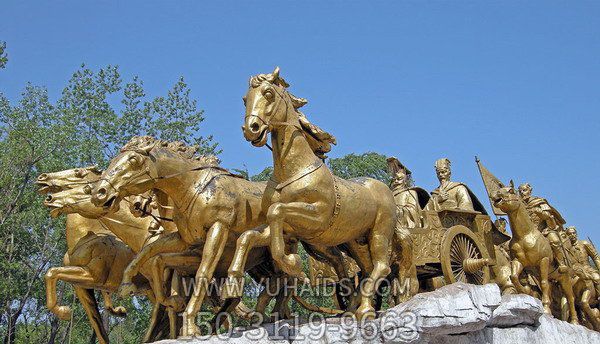 博物馆广场仿古漆金黄铜马车博鱼网页版