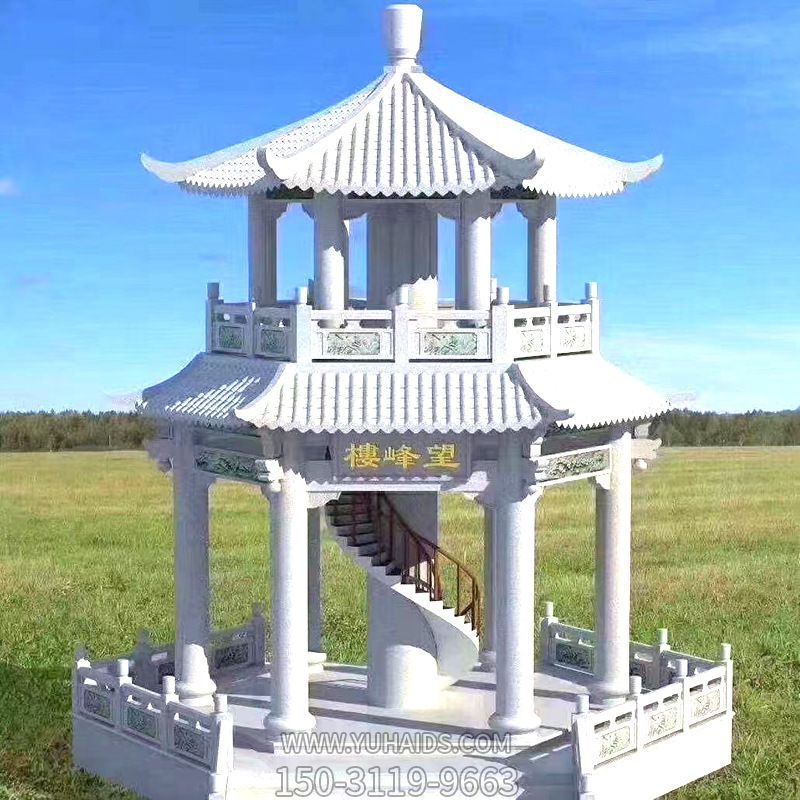 汉白玉户外寺庙二层凉亭观景休息石雕博鱼网页版