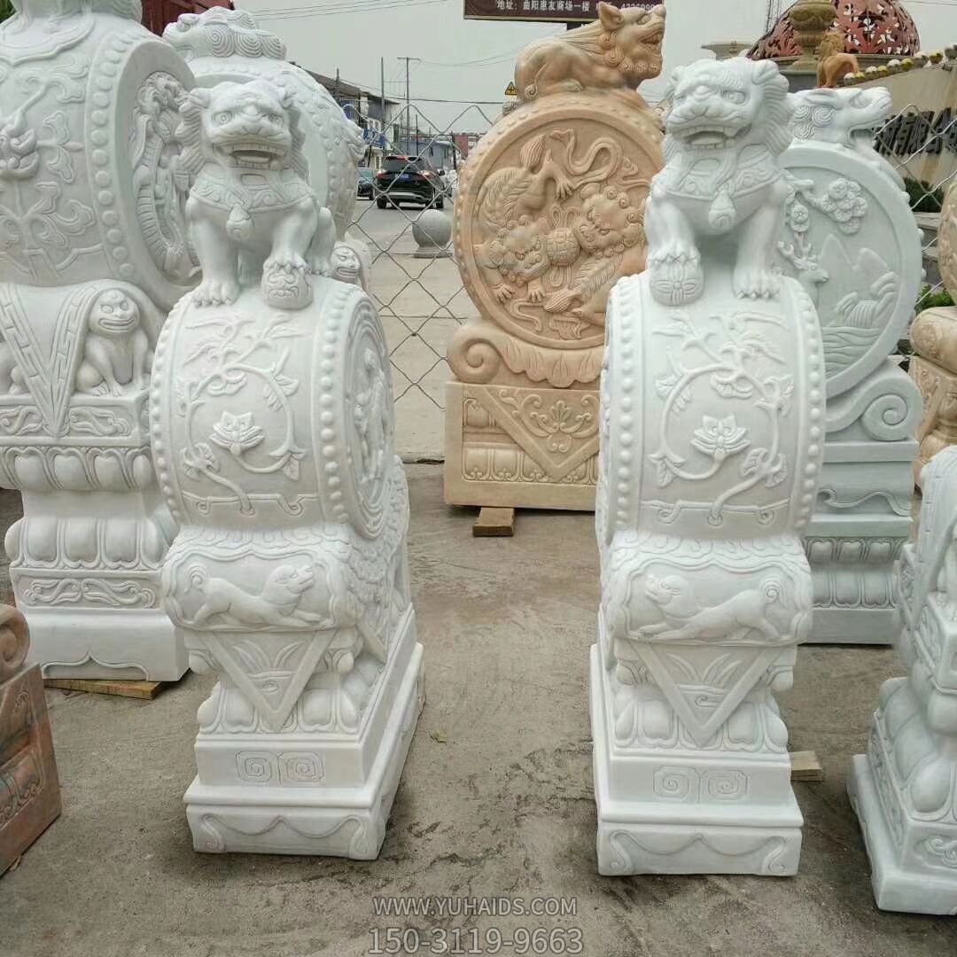 景区广场汉白玉狮子石鼓石雕门墩抱鼓石 景区广场汉白玉狮子石鼓石雕门墩抱鼓石