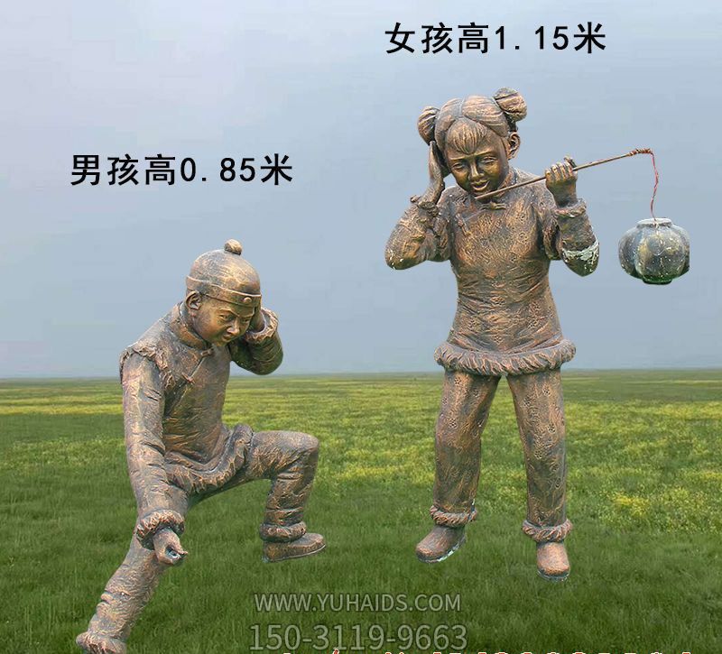 古代人物铜雕儿童放鞭炮博鱼网页版