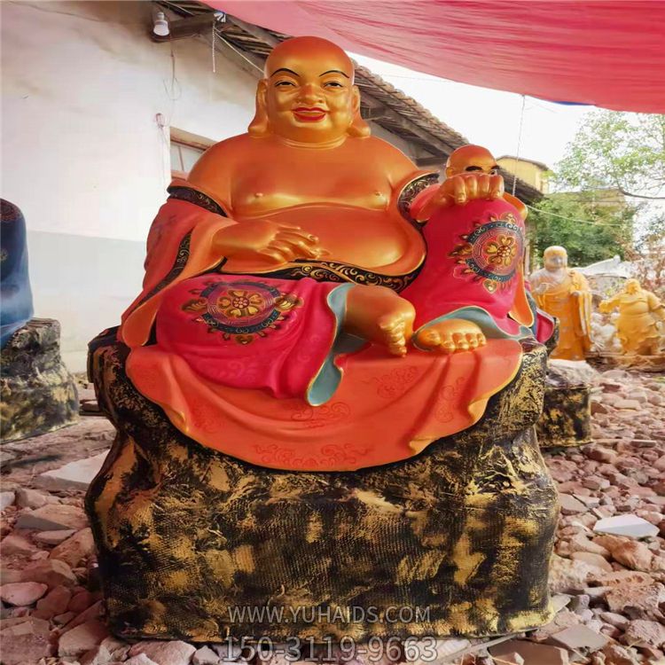 玻璃钢彩绘大肚子笑佛寺庙供奉十八罗汉博鱼网页版