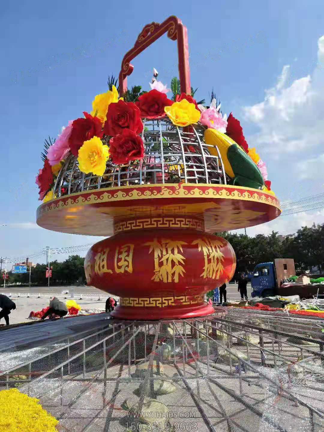 户外景区广场玻璃钢仿真花朵迎国庆花篮博鱼网页版