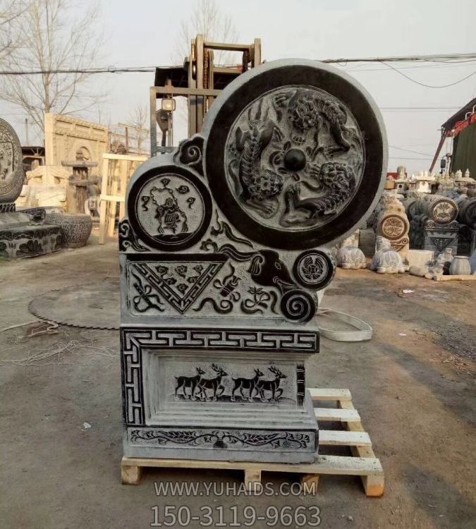 中式庭院摆放青石仿古浮雕门鼓石博鱼网页版