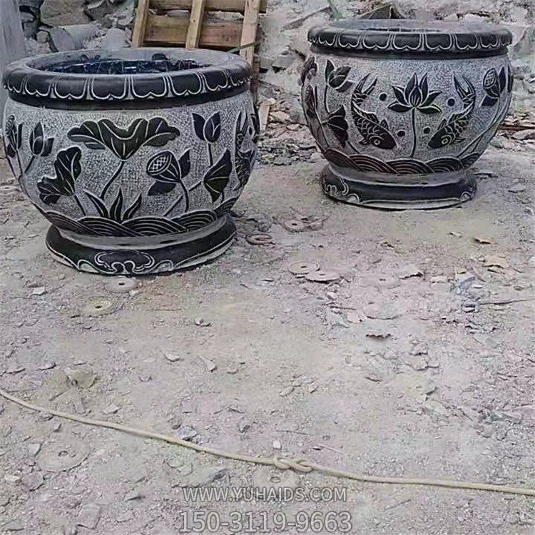 鲤鱼，荷花，荷叶纹饰石雕水缸博鱼网页版