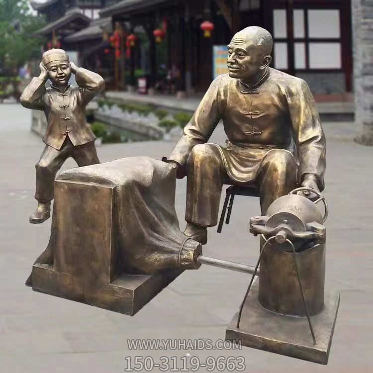 玻璃钢仿铜户外景区爆爆米花的人物景观博鱼网页版