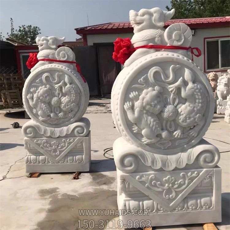 庭院门口门墩浮雕镇宅貔貅抱鼓石博鱼网页版