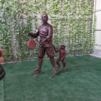 街头玻璃钢卖艺民俗人物博鱼网页版公园景观落地大摆件