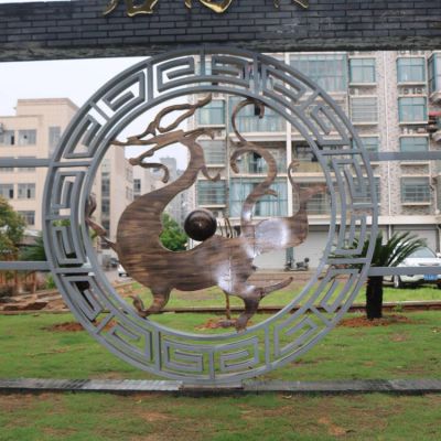 不锈钢户外庭院抽象动物圆环博鱼网页版