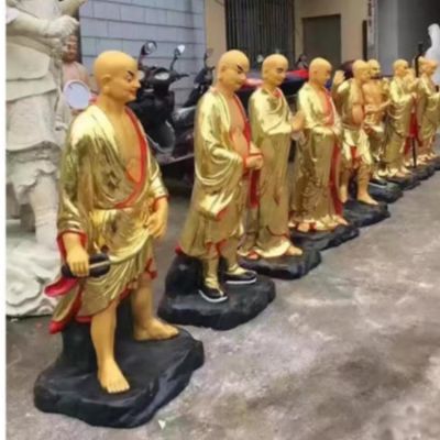 玻璃钢彩绘漆金寺庙十八罗汉博鱼网页版