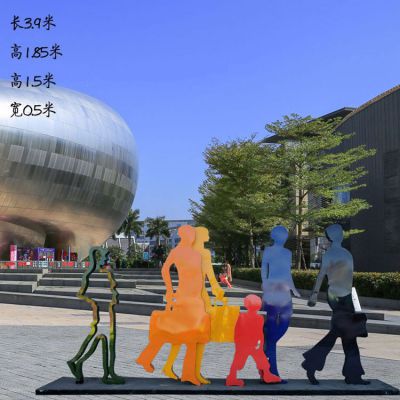 户外广场不锈钢剪影抽象购物人博鱼网页版