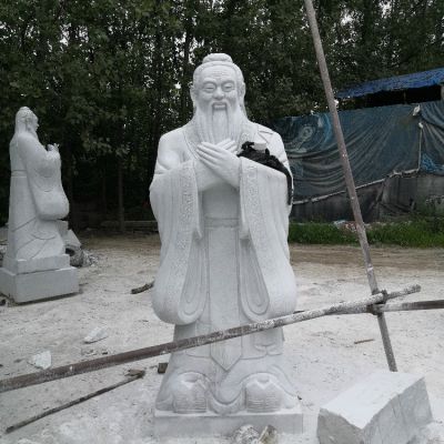 孔子石雕像，汉白玉大理石石雕孔圣人
