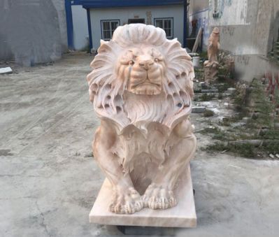 庭院大型仿真晚霞红石雕狮子博鱼网页版