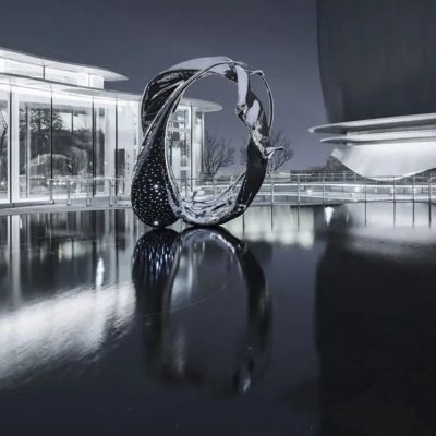 不锈钢抽象艺术圆环 酒店会所水池摆件博鱼网页版