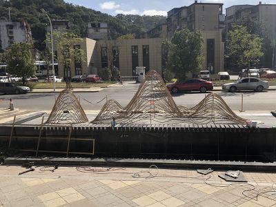 酒店小区金属摆件水池水景景观博鱼网页版镂空假山不锈钢博鱼网页版