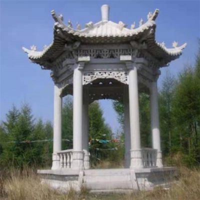 户外公园大理石石雕园林六角凉亭博鱼网页版