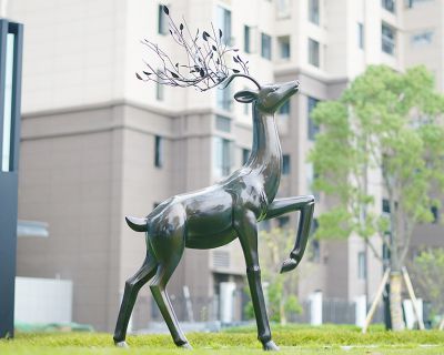 校园景观装饰品不锈钢仿铜梅花鹿博鱼网页版