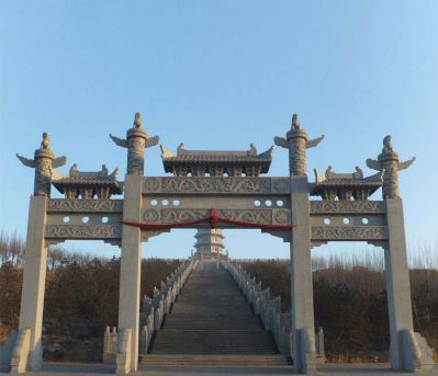 大理石三门牌坊景区石雕