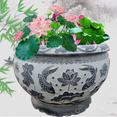 现代中式青石鱼缸水缸户外养鱼池庭院摆件