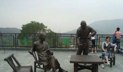 广场铜雕坐着喝茶的人物景观茶博鱼网页版