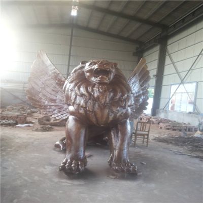 玻璃钢仿铜大型西方飞狮别墅园林景观博鱼网页版