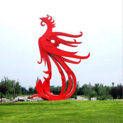 园林大型户外不锈钢彩绘喷漆抽象凤凰景观博鱼网页版