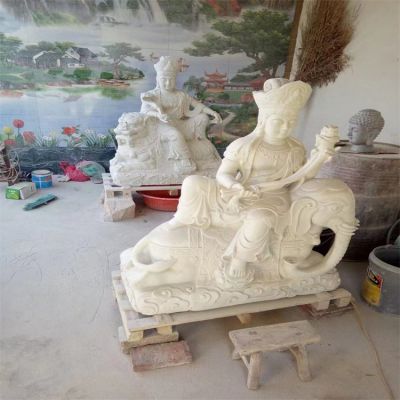 宗教寺庙大理石石雕文殊普贤博鱼网页版