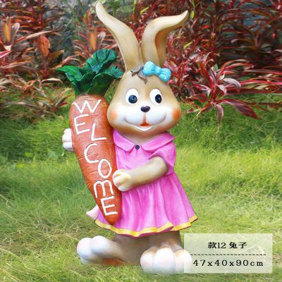 饭店一只抱着欢迎胡萝卜的玻璃钢兔子博鱼网页版